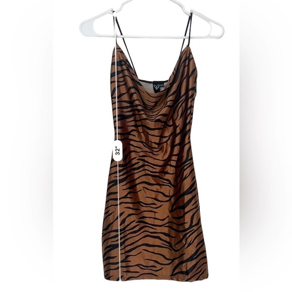 NWT Windsor Animal Kingdom Zebra Satin Cowl Neck Dress - Size XS - Picture 6 of 7